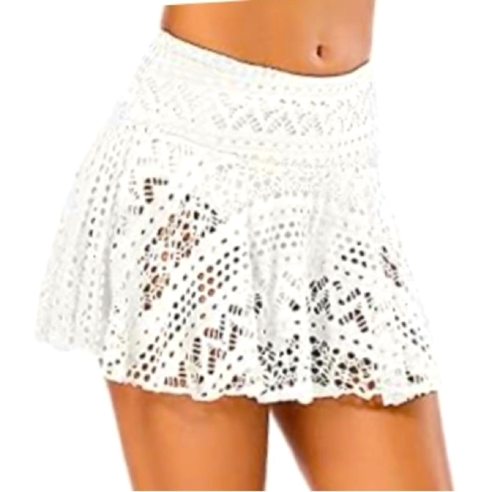 NWOT! White Crochet Lace Swim Skirt!